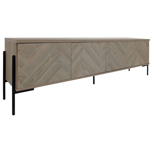 Charlene-meuble Bas à 4 Portes Aspect Chêne à Motif Arête De Poisson