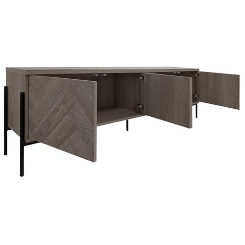 Charlene-meuble Bas à 4 Portes Aspect Chêne Blanc à Motif Arête De Poisson