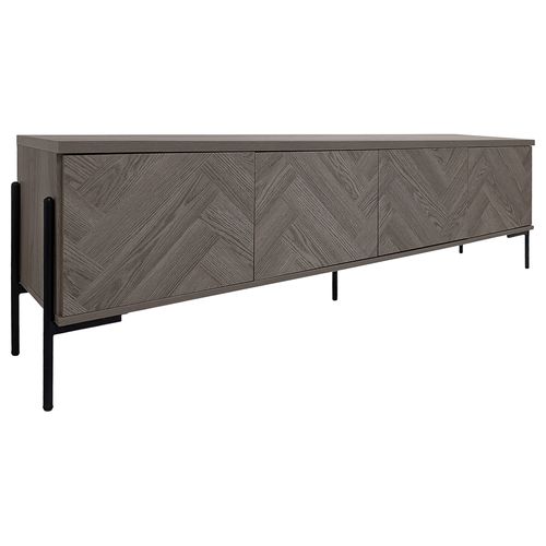 Charlene-meuble Bas à 4 Portes Aspect Chêne Blanc à Motif Arête De Poisson