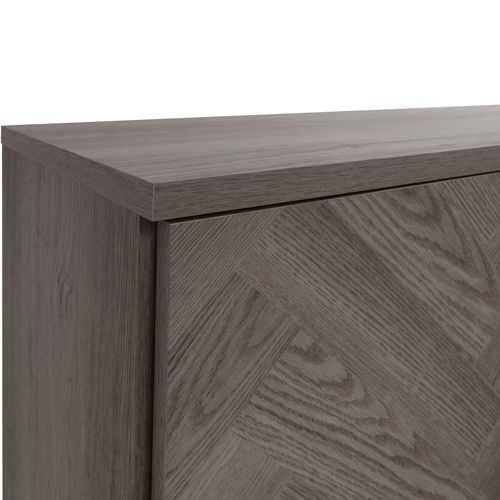 Charlene-meuble Bas à 4 Portes Aspect Chêne Blanc à Motif Arête De Poisson