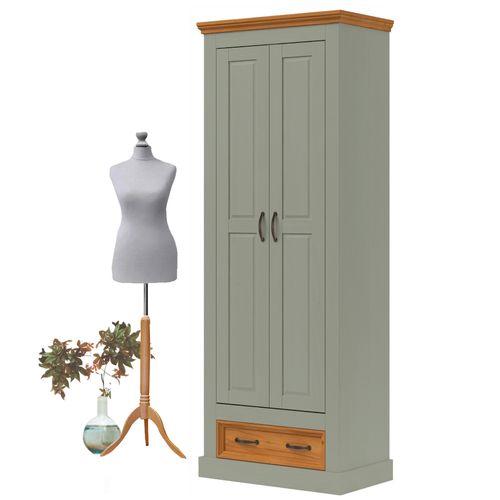 Selma-armoire à 2 Portes Et 1 Tiroir, Couleur Pin Vert