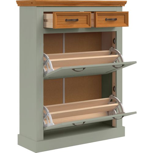 Selma-meuble à Chaussures Vert Pin Avec 2 Portes à Rabat Et 2 Tiroirs