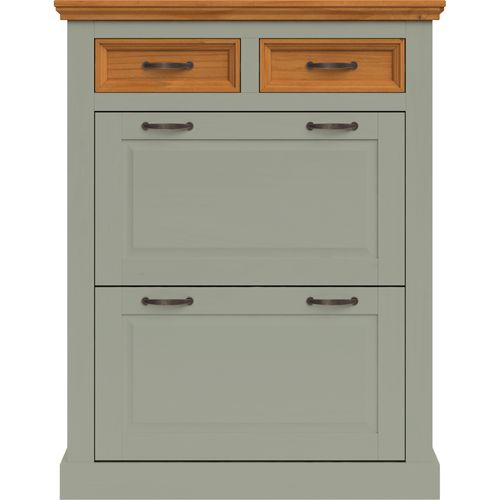 Selma-meuble à Chaussures Vert Pin Avec 2 Portes à Rabat Et 2 Tiroirs