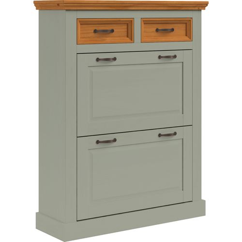 Selma-meuble à Chaussures Vert Pin Avec 2 Portes à Rabat Et 2 Tiroirs