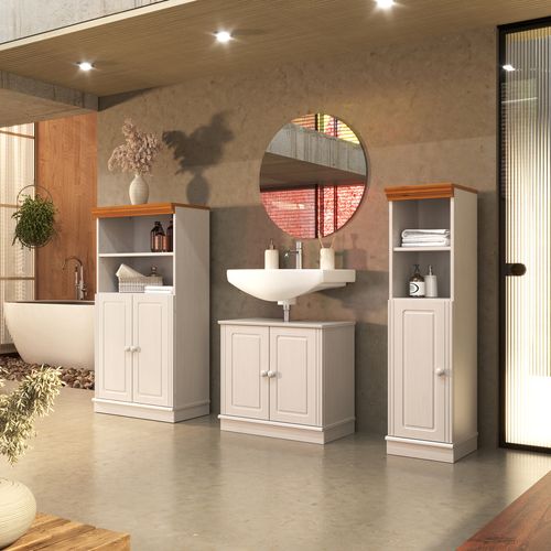 Anita-armoire Droite M, 1 Porte, Blanc/miel