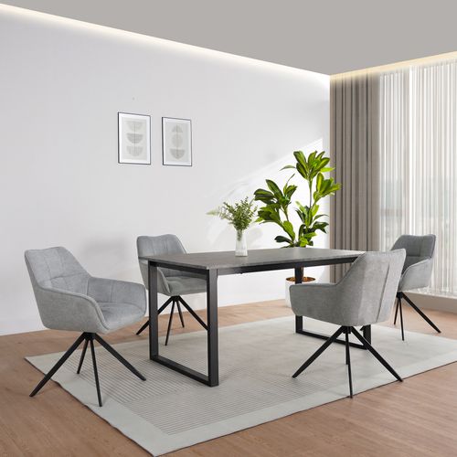 Luton-table à Manger 160x90 Cm 6 Places Aspect Béton