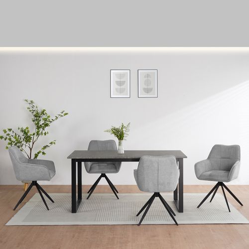 Luton-table à Manger 160x90 Cm 6 Places Aspect Béton