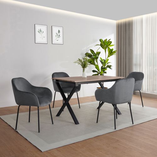 Ipswich-table De Salle à Manger 120x80 Cm 6 Places Aspect Chêne