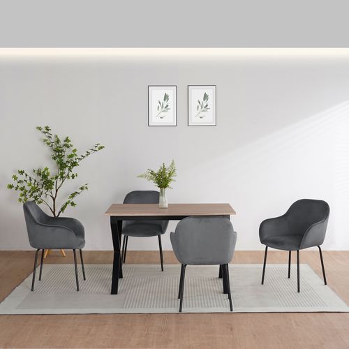 Ipswich-table De Salle à Manger 120x80 Cm 6 Places Aspect Chêne