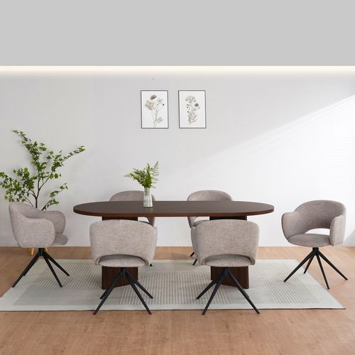 Wigan-table De Salle à Manger 200x100 Cm 10 Couverts Aspect Noyer