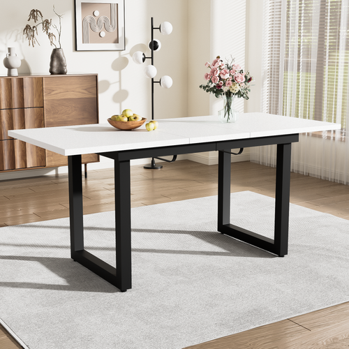 Table De Salle à Manger Extensible Style Industriel Blanche Et Noir