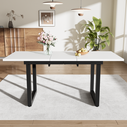 Table De Salle à Manger Extensible Style Industriel Blanche Et Noir