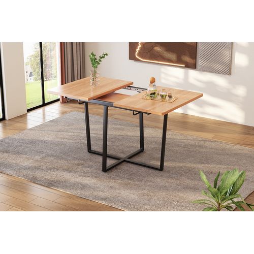 Table De Salle à Manger Extensible Effet Bois 110-140*80cm