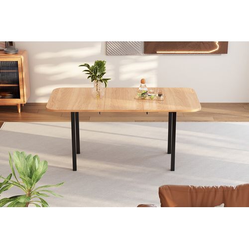 Table De Salle à Manger Extensible Effet Bois Brillante 120-160*80cm