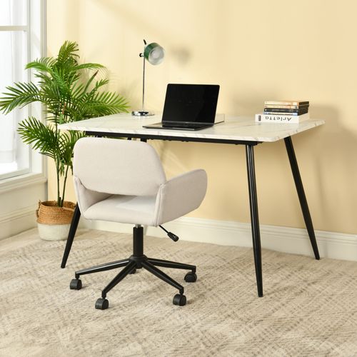 Bureau Moderne Avec Plateau Effet Marbre Et Pieds En Métal Noir