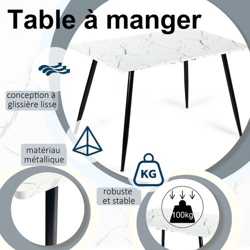 Bureau Moderne Avec Plateau Effet Marbre Et Pieds En Métal Noir