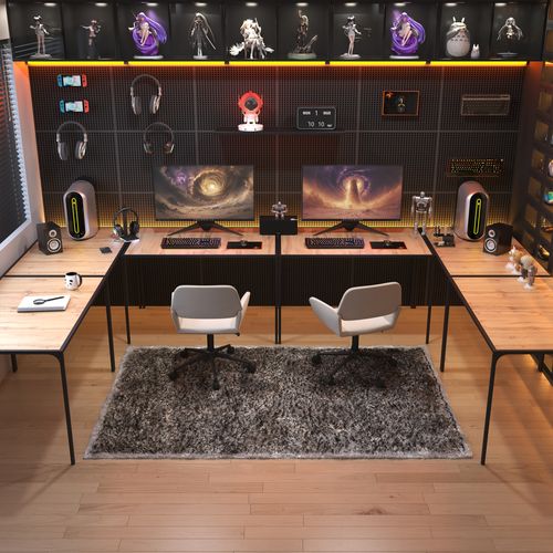 Bureaux 120x75 cm , effet bois et métal