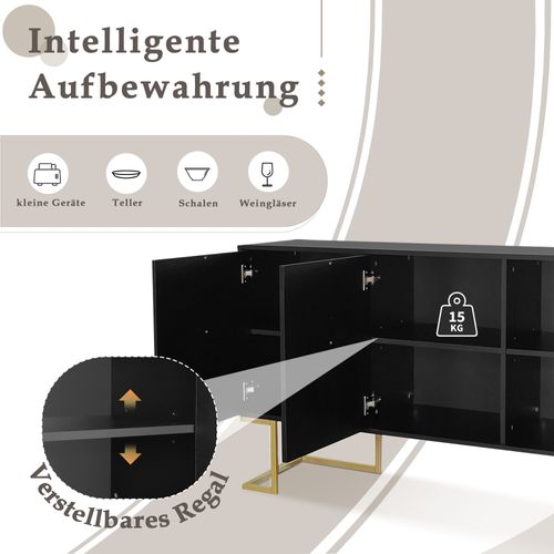 Buffet Haut Avec 3 Portes Noir Mat H81/b138/t40