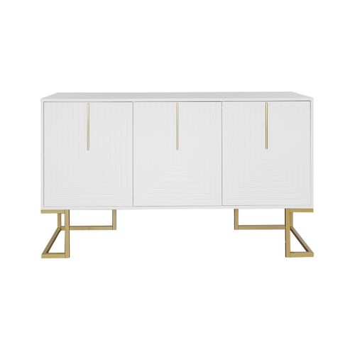 Buffet Haut Avec 3 Portes Blanc Mat H81/b138/t40