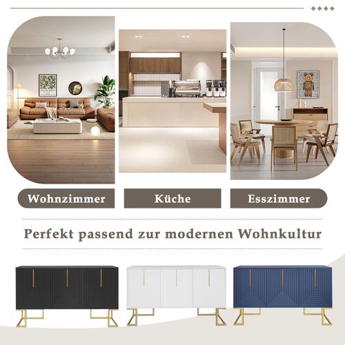 Buffet Haut Avec 3 Portes Blanc Mat H81/b138/t40