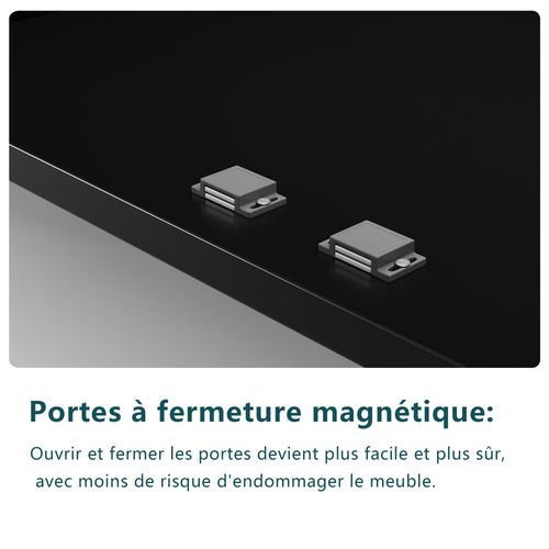 Buffet Noir En Rotin 4 Portes Poignées Pieds Dorés 120x30x89cm