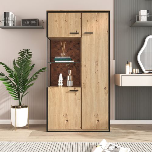 Buffet Haut Vitrine Moderne Avec Éclairage LED 150hx78lx40tcm