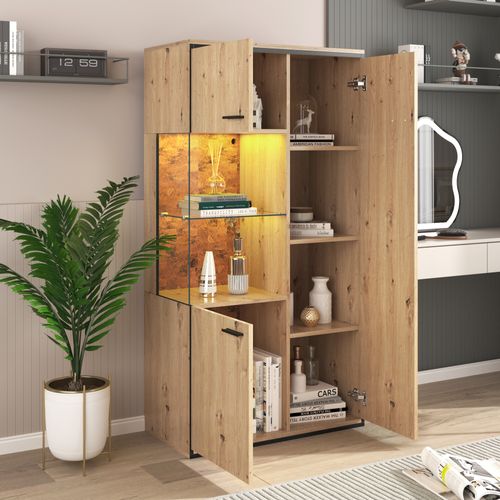 Buffet Haut Vitrine Moderne Avec Éclairage LED 150hx78lx40tcm