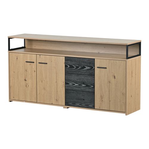Buffet Industriel Effet Bois Avec 3 Portes Et 3 Tiroirs Rangement
