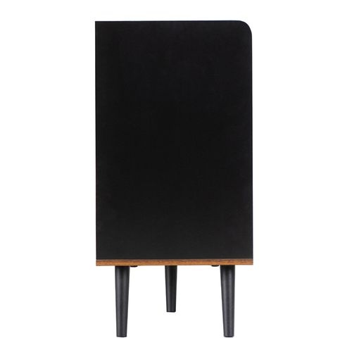 Buffet Élégant Vintage Effet Bois Noyer Et Noir Avec 2 Portes