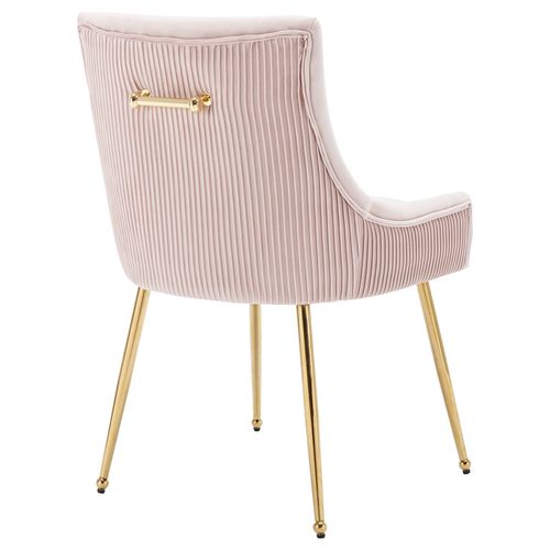 Lot De 2 Chaises Rembourrée Velours Rose, Coté à Rayures Verticales