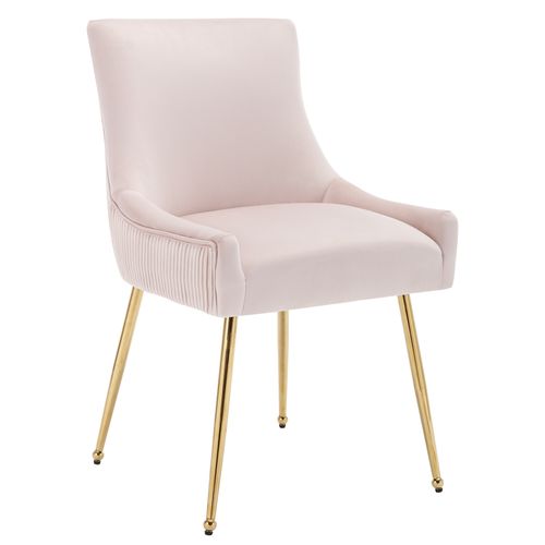 Lot De 2 Chaises Rembourrée Velours Rose, Coté à Rayures Verticales