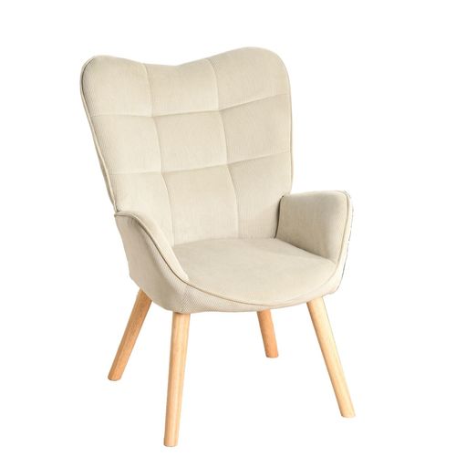 Fauteuil En Velours Côtelé Avec Pieds En Bois Massif, Design Moderne Et Confortable.