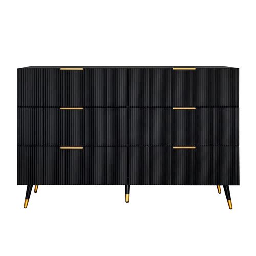 Meuble De Rangement Jardin Noir Avec 6 Tiroirs Et Finitions Dorées