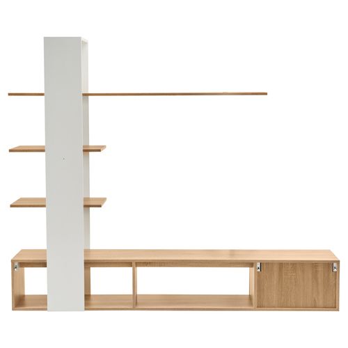 Ensemble De Meuble TV Mural De Salon Moderne Effet Chêne Blanc 180x33,5x151,5cm