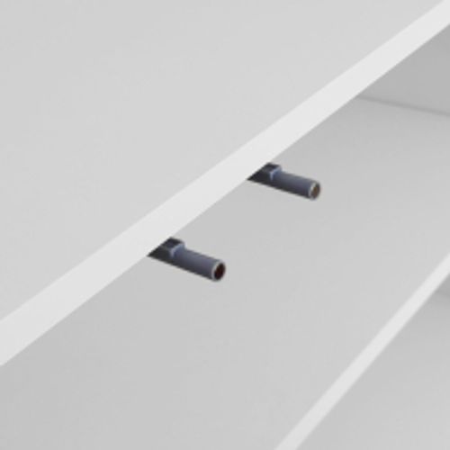 Meuble TV Blanc Style Luxe Portes Texturées Forme De U Inserts Réglables