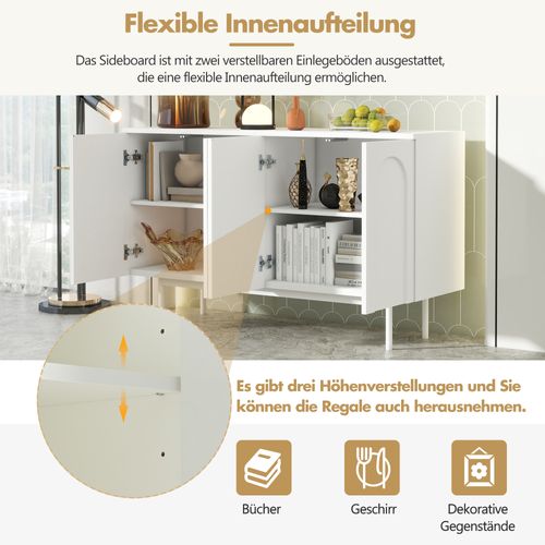 Buffet Moderne Blanc Motif En Arc 4 Portes