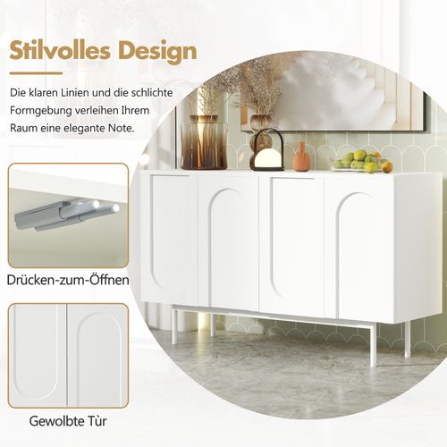 Buffet Moderne Blanc Motif En Arc 4 Portes