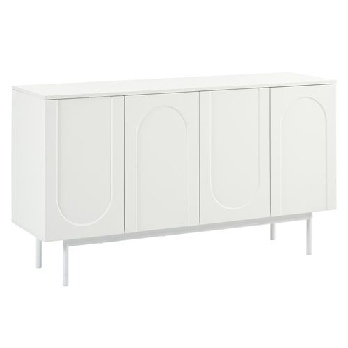 Buffet Moderne Blanc Motif En Arc 4 Portes