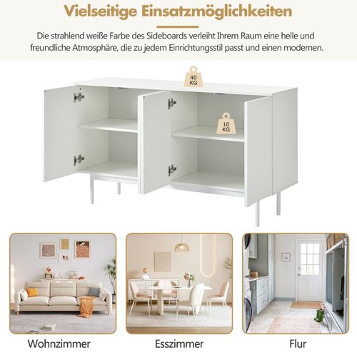 Buffet Moderne Blanc Motif En Arc 4 Portes