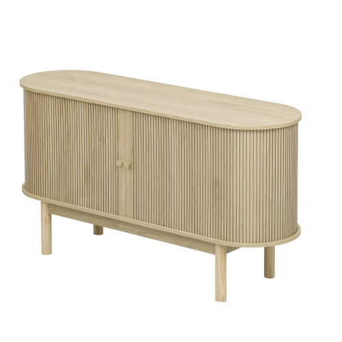 Buffet Rétro Bois Clair Porte Coulissante à Lattes Et Pieds En Pin 138*43*75cm Lonea Wood