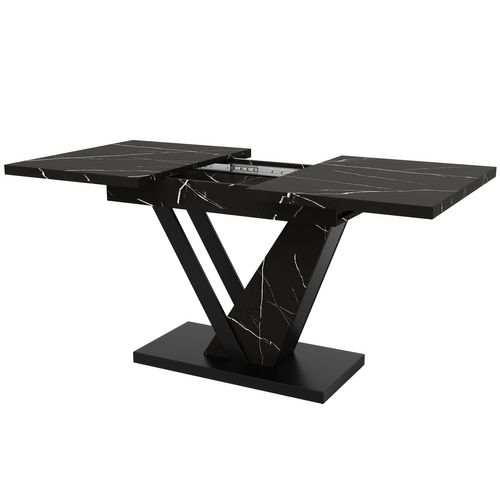 Table De Salle à Manger Extensible Effet Marble Noir Pieds
