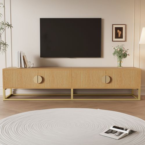 Meuble TV 180 Cm Avec Veinure De Bois 4 Portes Scaunaid