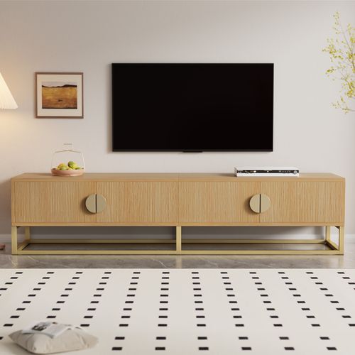 Meuble TV 180 Cm Avec Veinure De Bois 4 Portes Scaunaid