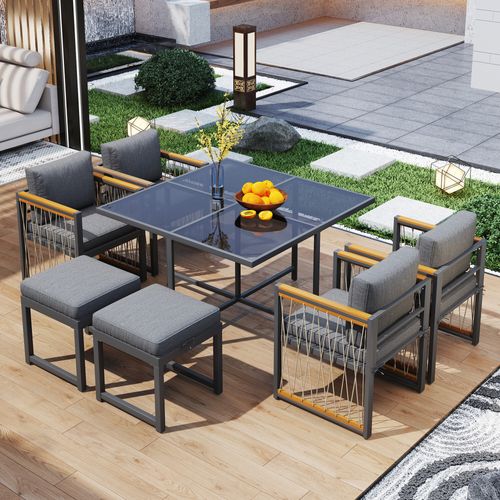 Ensemble De Salle à Manger D'extérieur 7 Pièces Pour 6 Personnes