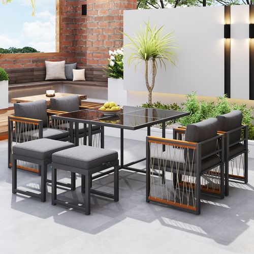 Ensemble De Salle à Manger D'extérieur 7 Pièces Pour 6 Personnes
