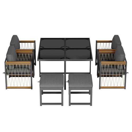 Ensemble De Salle à Manger D'extérieur 7 Pièces Pour 6 Personnes