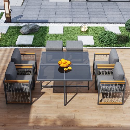 Ensemble De Salle à Manger D'extérieur 7 Pièces Pour 6 Personnes