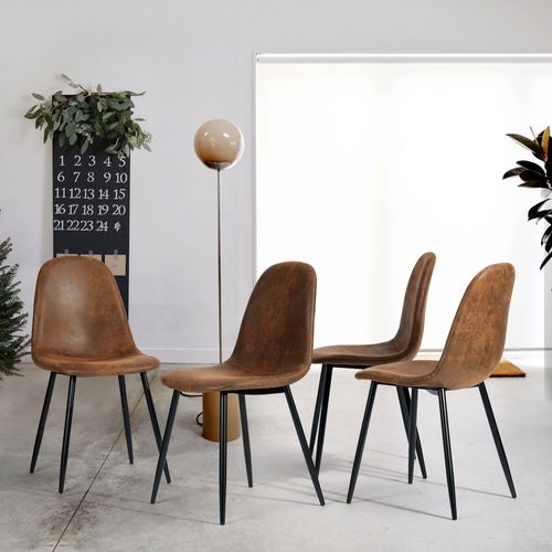 Ensemble Table à Manger Ronde Et 4 Chaises Effet Bois De Style Vintage