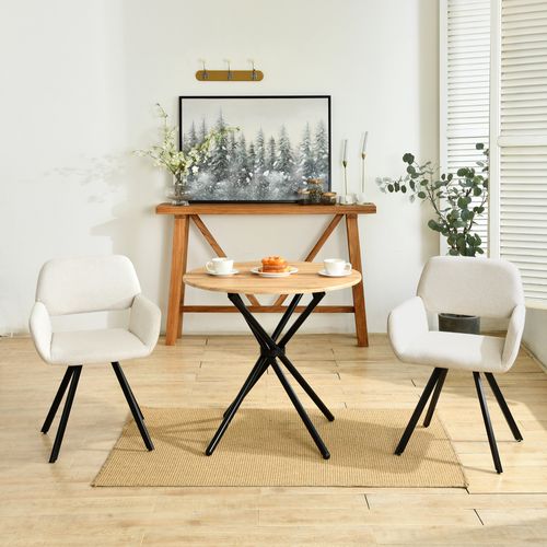 Ensemble Table Et 2 Chaises De Salle à Manger Ronde Effet Bois Style Élégant