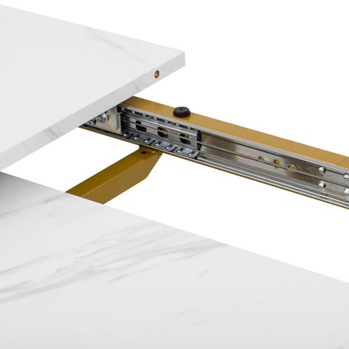 Table à Manger Extensible Moderne Effet Marbre Blanc Et Pieds Dorés Fastiens Gold